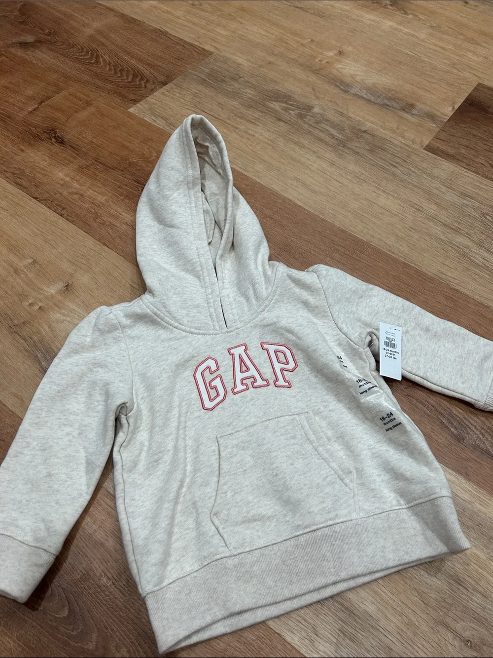Gap Cream Hoodie with Pink-Outlined Logo
